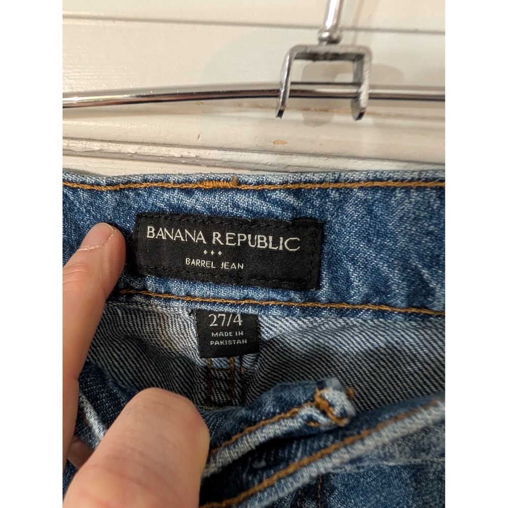 Banana Republic Womens Barrel Jean Medium Wash High Rise Tapered Blue Size 27/4 - Picture 3 of 7